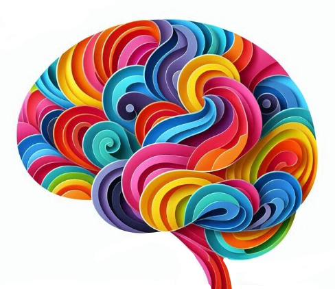 cerveau avec des vagues multicolors